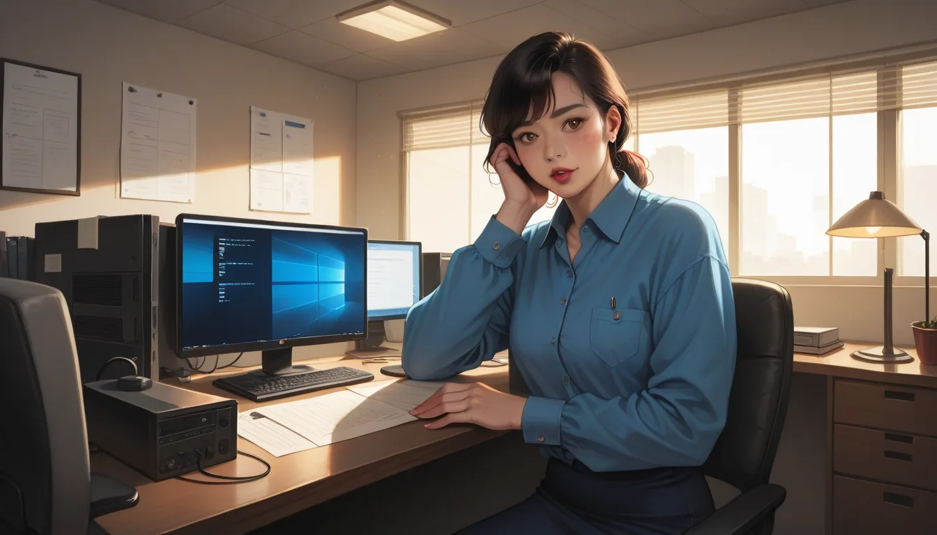 낡은 컴퓨터 모니터와 마포 셔츠룸 풍경이 어우러진 이미지
